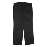 DICKIES Mens Black Regular Fit Straight Leg Trousers W34 L31 Cotton Blend Zip