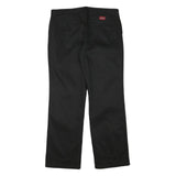 DICKIES Mens Black Regular Fit Straight Leg Trousers W34 L31 Cotton Blend Zip