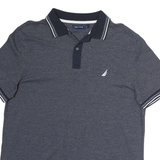 NAUTICA Mens Blue Polo Shirt Short Sleeve Plain L Classic Cotton Summer
