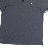 NAUTICA Mens Blue Polo Shirt Short Sleeve Plain L Classic Cotton Summer