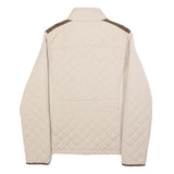 DIESEL Womens Cream & Brown Quilted Jacket XS Polyester Blend Zip Puffer