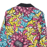 Womens Blue & Pink Floral Cotton Blend Button Jacket XS Printed Bright Casual