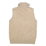 CABLE & GAUGE Womens Beige Plain Sleeveless Roll Neck Chunky Knit L Jumper