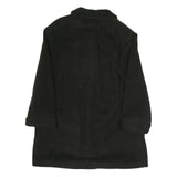 Womens Black Plain Jacket M Polyester Blend Button Closure Classic Fit