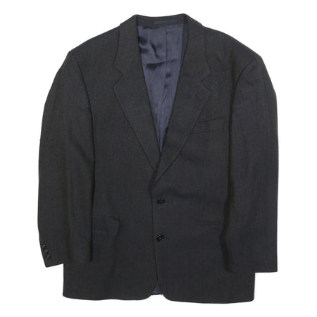 BOSS HUGO BOSS Mens Black Wool Herringbone Classic Tailored Jacket L