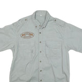 Mens Pale Green Cotton Blend Short Sleeve Shirt S Button Front Cargo Pockets