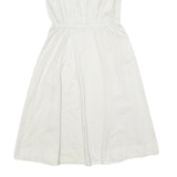 C&A Womens White Polka Dot Day Polyester Dress S Sleeveless Midi V-Neck