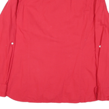 TOMMY HILFIGER Womens Red Cotton Blend Shirt M Button Front Long Sleeve Casual