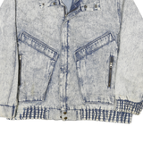IN CROWD Mens Blue Cotton Denim Jacket L Zip Plain Casual Vintage Style