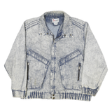 IN CROWD Mens Blue Cotton Denim Jacket L Zip Plain Casual Vintage Style