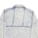 IN CROWD Mens Blue Cotton Denim Jacket L Zip Plain Casual Vintage Style