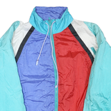 Mens Blue Red White Colourblock Casual Zip Jacket M Polyester Blend Lightweight