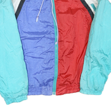 Mens Blue Red White Colourblock Casual Zip Jacket M Polyester Blend Lightweight