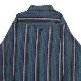 WRANGLER Mens Blue Green Striped Shirt L Cotton Casual Long Sleeve Button