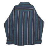 WRANGLER Mens Blue Green Striped Shirt L Cotton Casual Long Sleeve Button