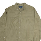 RALPH LAUREN Mens Beige Long Sleeve Cotton Blend Shirt L Classic Polo