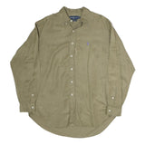 RALPH LAUREN Mens Beige Long Sleeve Cotton Blend Shirt L Classic Polo
