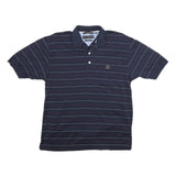 TOMMY HILFIGER Mens Blue Striped Polo Shirt S Classic Fit Cotton Short Sleeve
