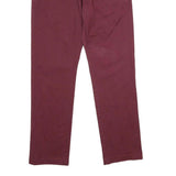TOMMY HILFIGER Mens Regular Burgundy Cotton Blend Trousers W28 L30 Classic Zip