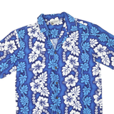 ALPHA REPUBLIC Mens Blue & White Hawaiian Shirt M Cotton Blend Summer Beachwear