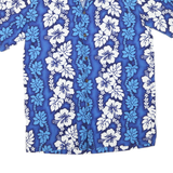 ALPHA REPUBLIC Mens Blue & White Hawaiian Shirt M Cotton Blend Summer Beachwear