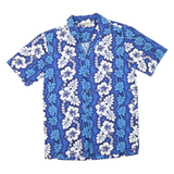 ALPHA REPUBLIC Mens Blue & White Hawaiian Shirt M Cotton Blend Summer Beachwear