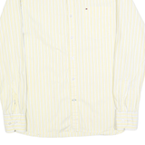 TOMMY HILFIGER Mens Yellow & White Striped Shirt S Cotton Blend Classic