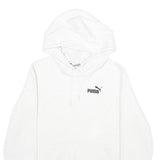 PUMA Mens White Hoodie M Cotton Blend Pullover Hooded Top Casual Sportswear