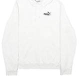 PUMA Mens White Hoodie M Cotton Blend Pullover Hooded Top Casual Sportswear