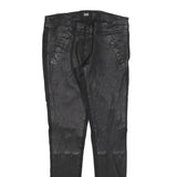 DOLCE & GABBANA Womens Leather Black Slim Skinny Trousers W28 L30 Stylish Zip