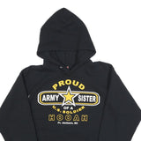 HANES Womens Black Proud Army Sister Cotton Blend Hoodie M Printed Pullover