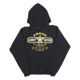 HANES Womens Black Proud Army Sister Cotton Blend Hoodie M Printed Pullover