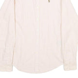 RALPH LAUREN Womens Cream & Pink Stripe Shirt UK 4 Slim Fit Button Down Collar