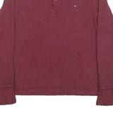 TOMMY HILFIGER Mens Maroon Henley Shirt M Long Sleeve Round Neck Casual Cotton