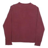 TOMMY HILFIGER Mens Maroon Henley Shirt M Long Sleeve Round Neck Casual Cotton