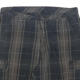 WRANGLER Mens Casual Shorts Blue & Brown Plaid L W36 Cargo Pockets