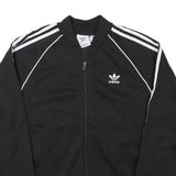 ADIDAS Mens Black & White Trefoil Logo Track Jacket M Polyester Blend Zip