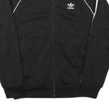 ADIDAS Mens Black & White Trefoil Logo Track Jacket M Polyester Blend Zip