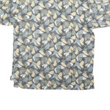DESCENTE Mens Grey & Beige Abstract Print Short Sleeve Polo Shirt M Cotton Blend