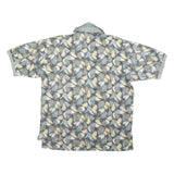 DESCENTE Mens Grey & Beige Abstract Print Short Sleeve Polo Shirt M Cotton Blend