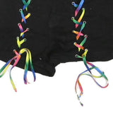 Womens Black Cotton Blend Shorts XS W26 Rainbow Lace-Up Detail Casual