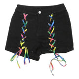Womens Black Cotton Blend Shorts XS W26 Rainbow Lace-Up Detail Casual