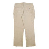 CARHARTT Mens Cotton Blend Beige Relaxed Straight Trousers W34 L30 Workwear