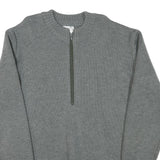 Mens Grey Plain Pullover Jumper Crew Neck Wool Blend L Thick Knit