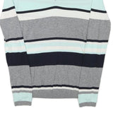 TOMMY HILFIGER Womens Grey Blue White Striped Pattern V-Neck Basic Knit Jumper