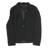 ZARA Womens Black Basic Jacket M Cotton Blazer Button Closure Classic Tailored