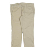 DICKIES Womens Cotton Blend Beige Slim Straight Trousers W32 L32 Casual Workwear