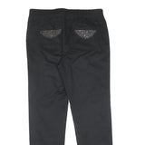 Womens Black Cotton Blend Slim Tapered Trousers W30 L28 Studded Back Pockets