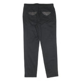 Womens Black Cotton Blend Slim Tapered Trousers W30 L28 Studded Back Pockets