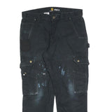 CARHARTT Mens Black Relaxed Fit Cargo Trousers W36 L30 Workwear Durable